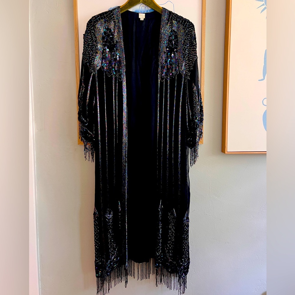 Gorgeous silk beaded duster s/m